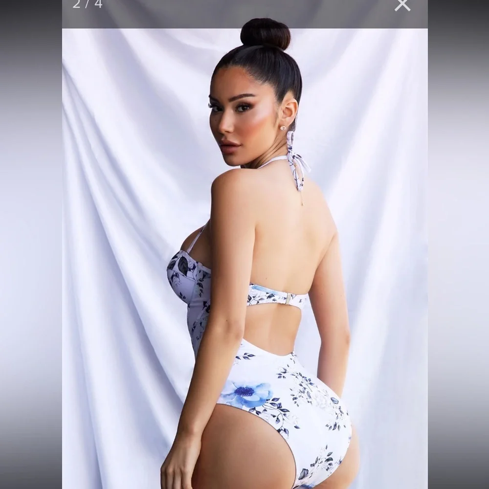 Fashion Nova Summer Romance 1pc corset Bathing Suit L NWOT